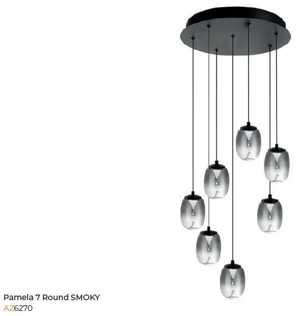 Lustra LED suspendata design modern PAMELA 7 round fumuriu