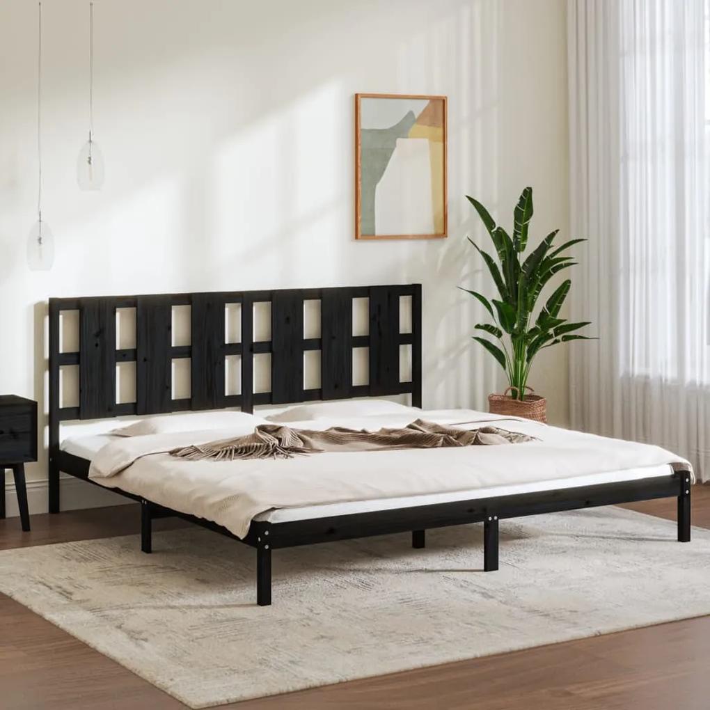 3105624 vidaXL Cadru de pat, negru, 200x200 cm, lemn masiv de pin