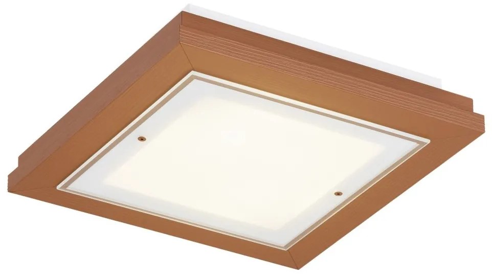 Plafoniera din lemn si sticla TABOR 42x42cm, teracota