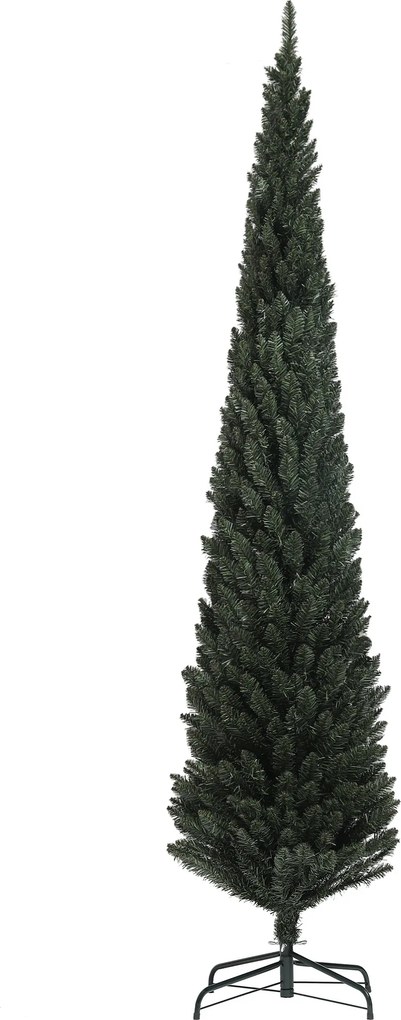 HOMCOM Brad Artificial de Crăciun cu 538 Ramuri, Brad de Crăciun Îngust și Spațios cu Bază de Oțel, Ø55x225 cm, Verde | Aosom Romania