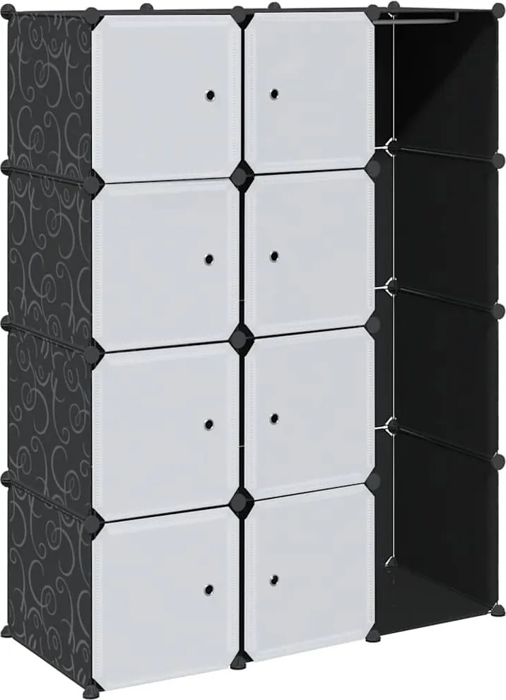 vidaXL Dulap modular cu 9 compartimente, 109x36,5x143 cm, negru și alb