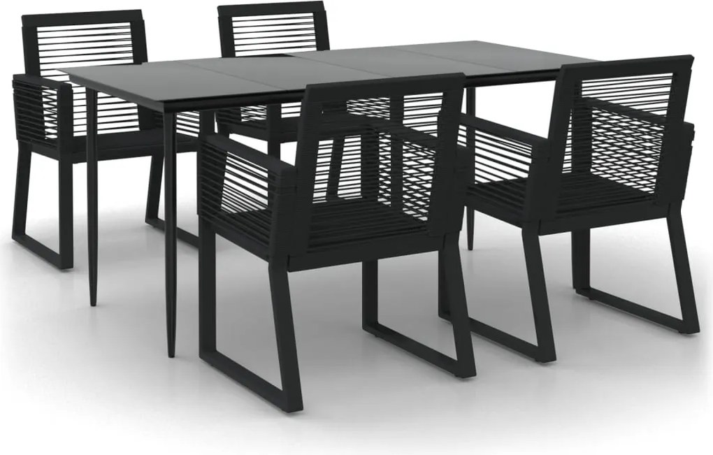 vidaXL Set mobilier de grădină, 5 piese, negru, ratan PVC