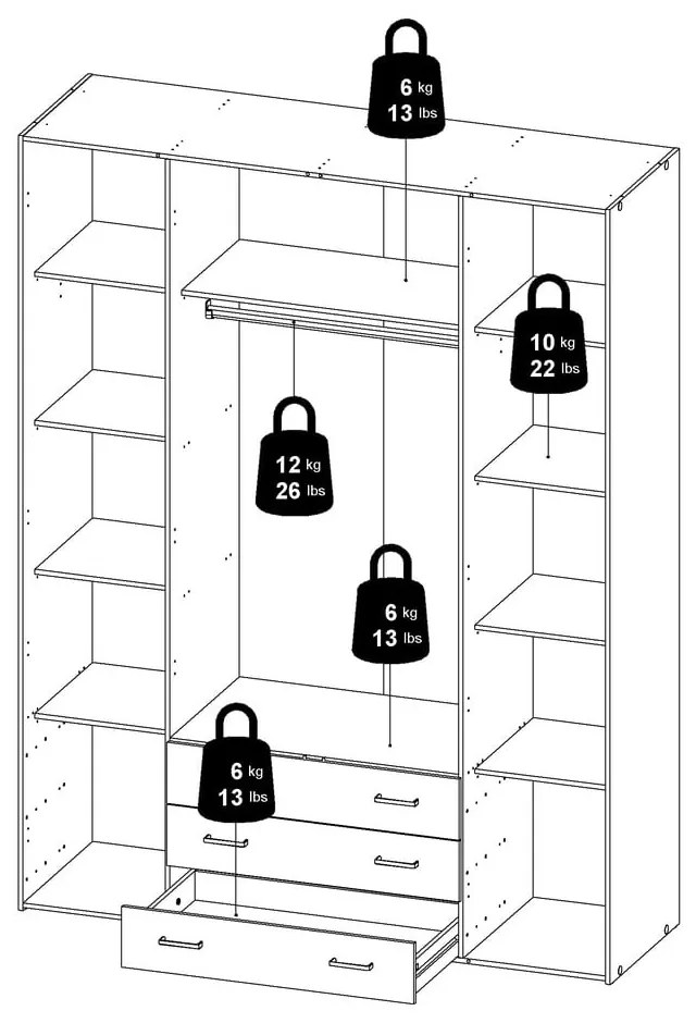 Șifonier alb 154x200 cm Space – Tvilum