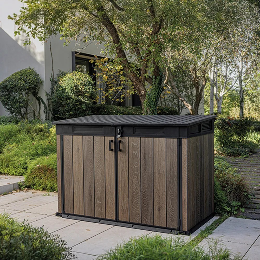 Cutie de depozitare pentru grădină din plastic Signature, 2020 L, nuc