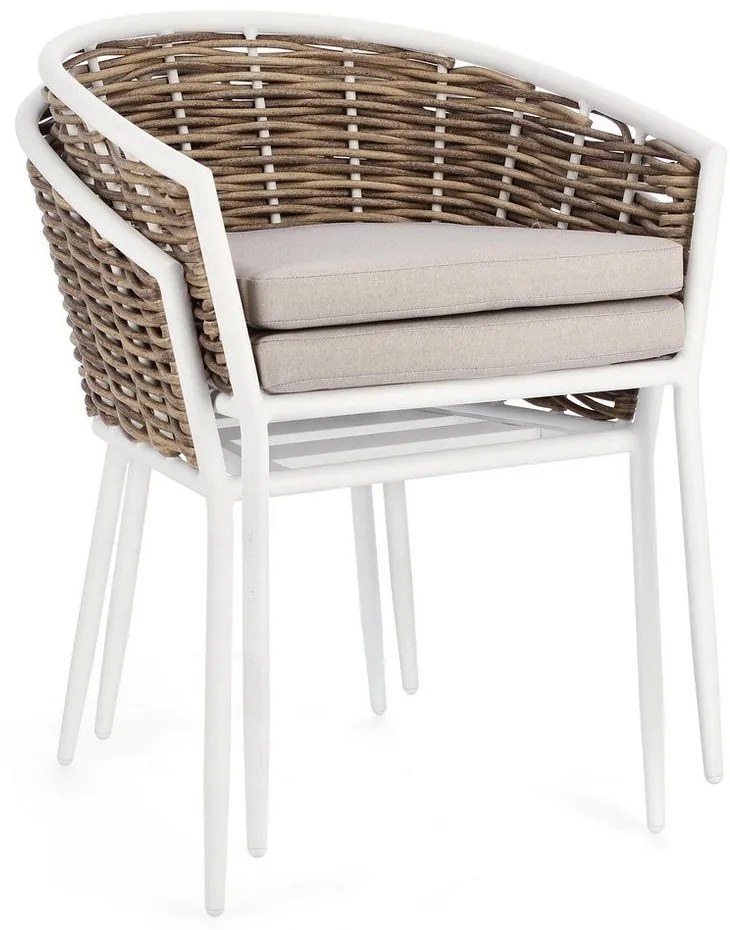 Scaun de grădină alb din metal Maribela – Bizzotto