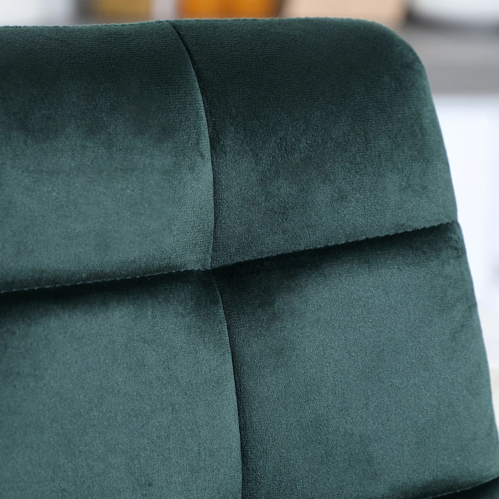 HOMCOM Set de 2 taburete de bar design cu suprafață din catifea capitonată și picioare din oțel înălțime 77 cm verde închis | Aosom Romania