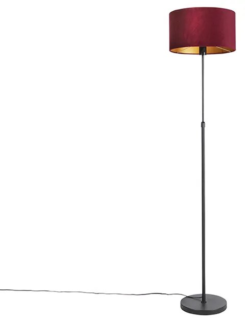 Lampă de podea neagră cu abajur din catifea roșie cu auriu 35 cm - Parte