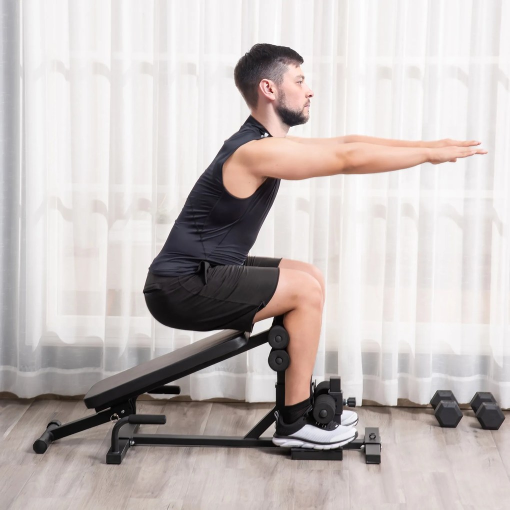 HOMCOM Stație de Fitness 3 în 1 Multifuncțională pentru Acasă, Antrenament Complet Corp, 100x58x46 cm, Negru | Aosom Romania