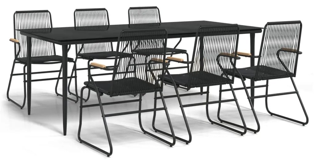 3099219 vidaXL Set mobilier de grădină, 7 piese, negru, ratan PVC