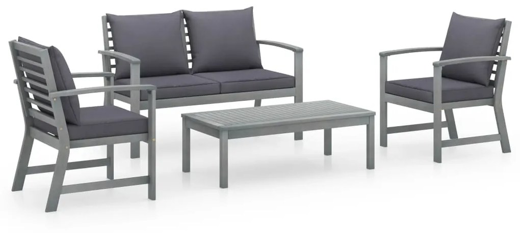 311825 vidaXL Set mobilier de grădină cu perne, 4 piese, lemn masiv de acacia