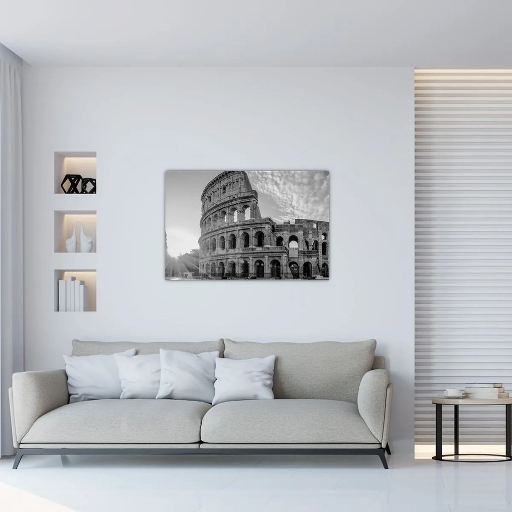 Tablou - Colosseum din Roma, alb-negru (90x60 cm)
