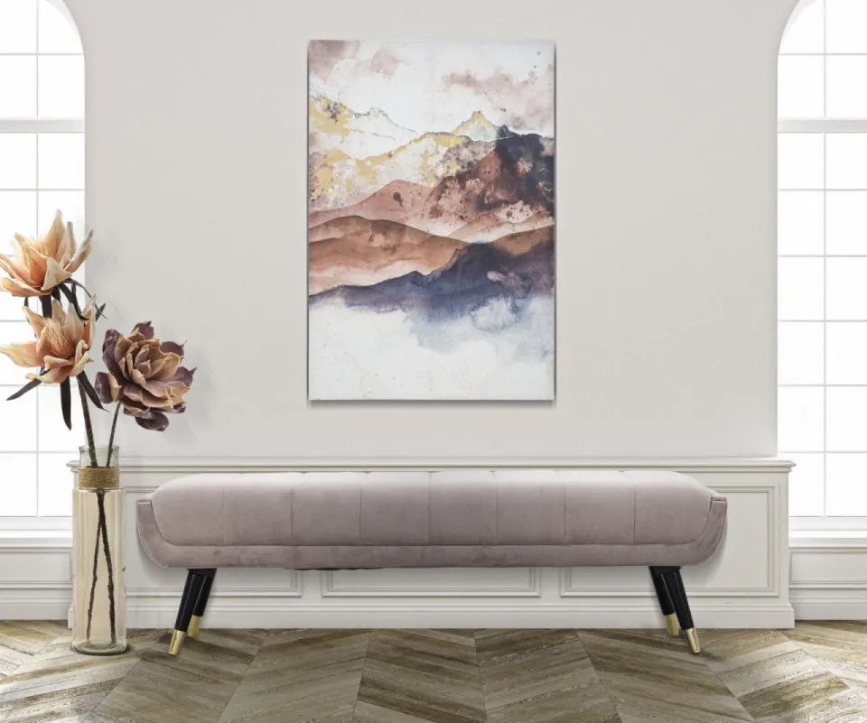 Tablou decorativ multicolor din lemn de Brad si panza, 80x3x120 cm, Mountain Mauro Ferretti