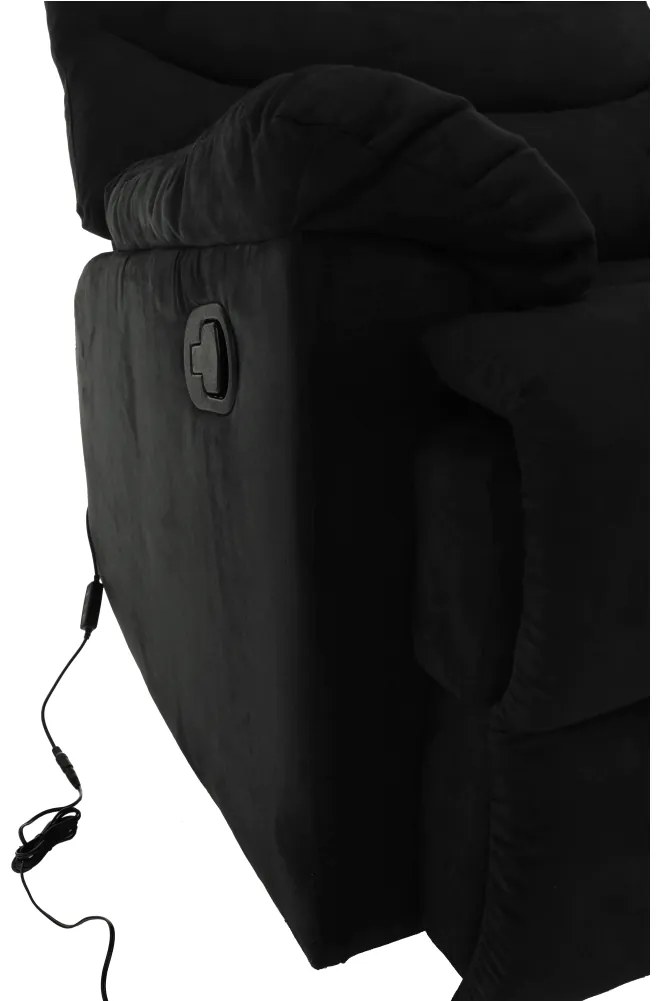 Fotoliu reglabil masaj, material textil catifea negru, LAMBERT