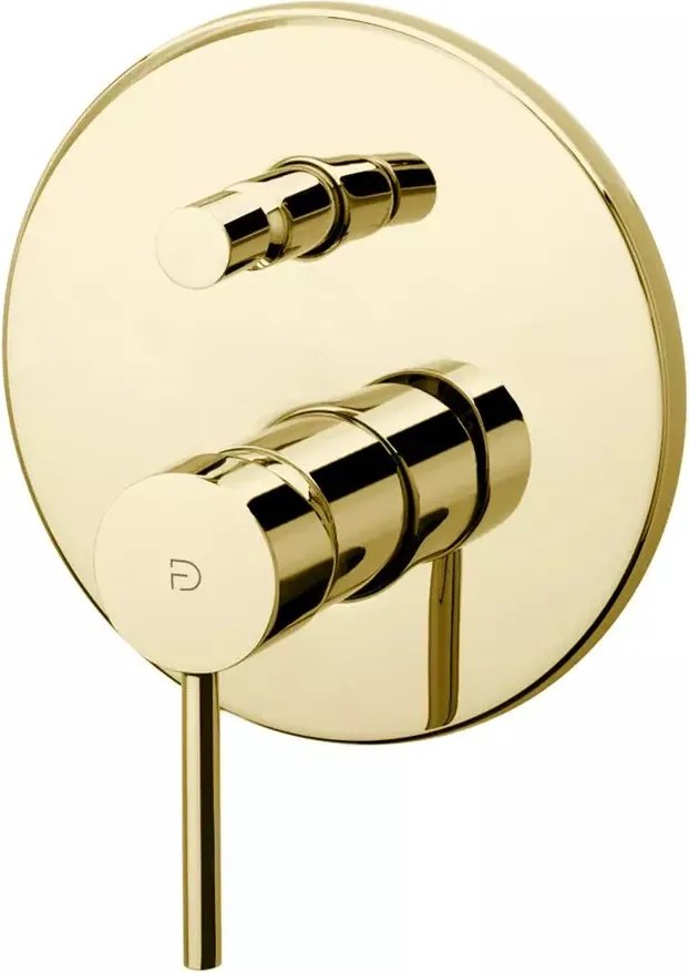 Baterie cada - dus incastrata FDesign Flusso auriu lucios cu corp ingropat