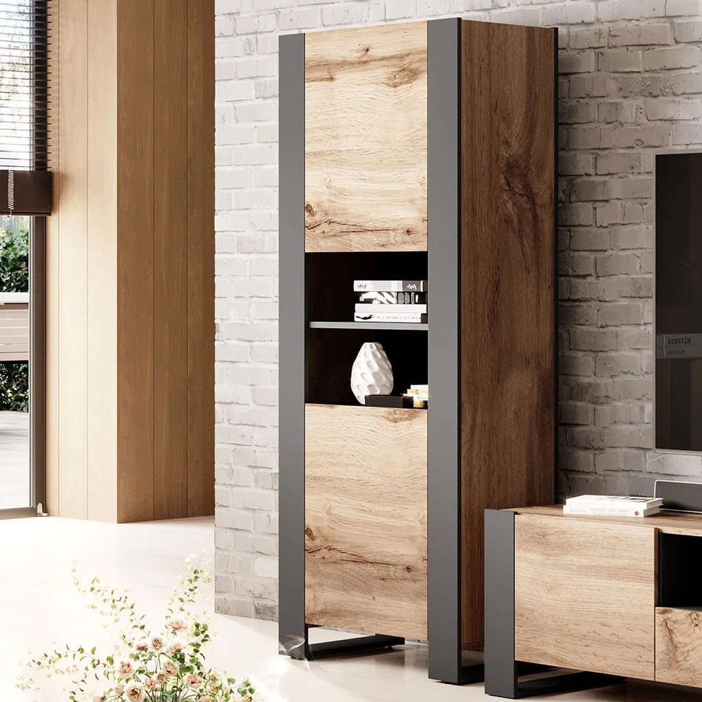 Dulap cu rafturi Empora (Stejar wotan + antracit) . Promo -17%. 1104632