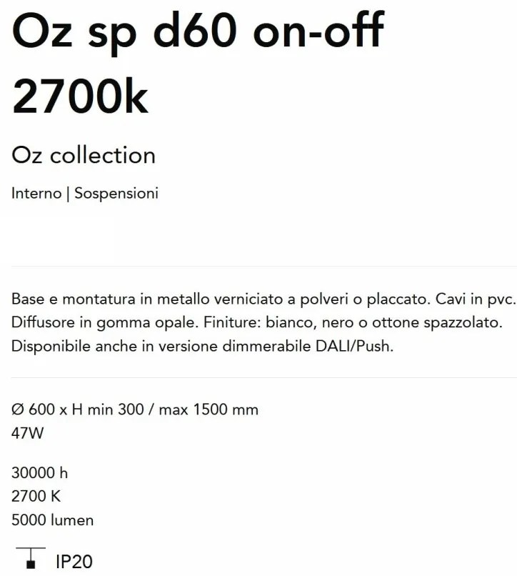 Lustra LED suspendata design circular Oz sp d60 on-off 2700k alama