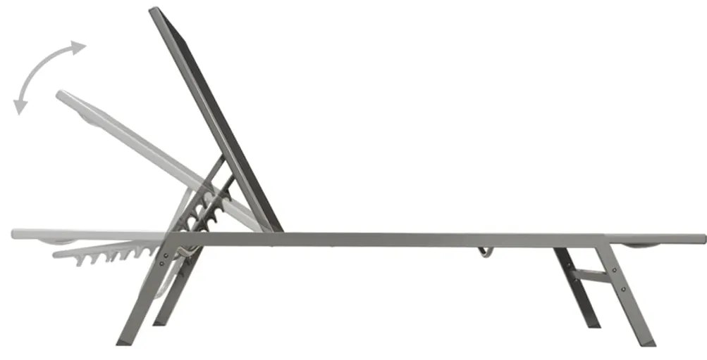 Sezlonguri de plaja cu masa, 2 buc., negru, otel & textilena