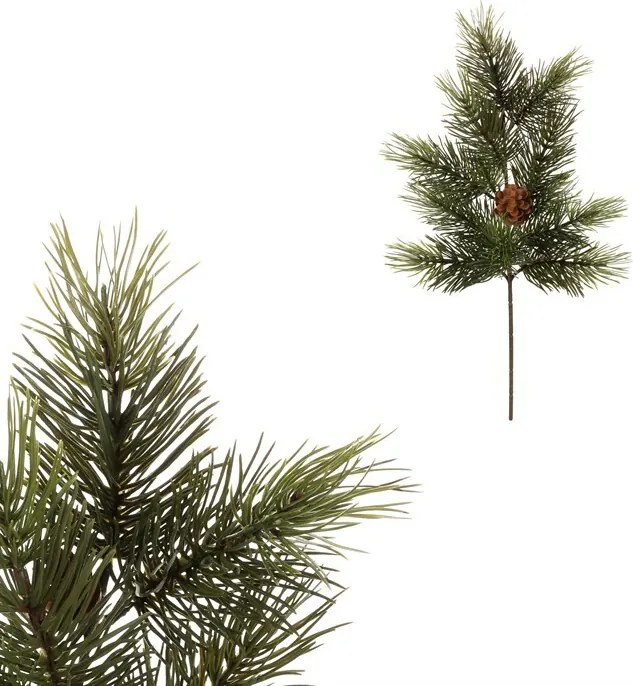Set de ramuri de pin cu conuri, 50 cm, 2 bucăți,verde