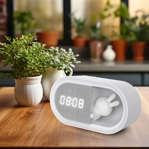 Lampă de noapte LED reglabilă cu ceas BUNNY LED/1,2W/5V 3000K