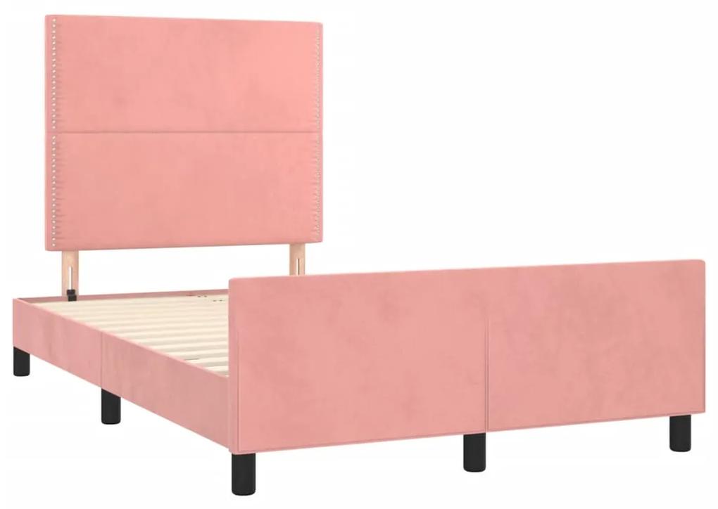 3270577 vidaXL Cadru de pat cu tăblie, roz, 120x190 cm, catifea