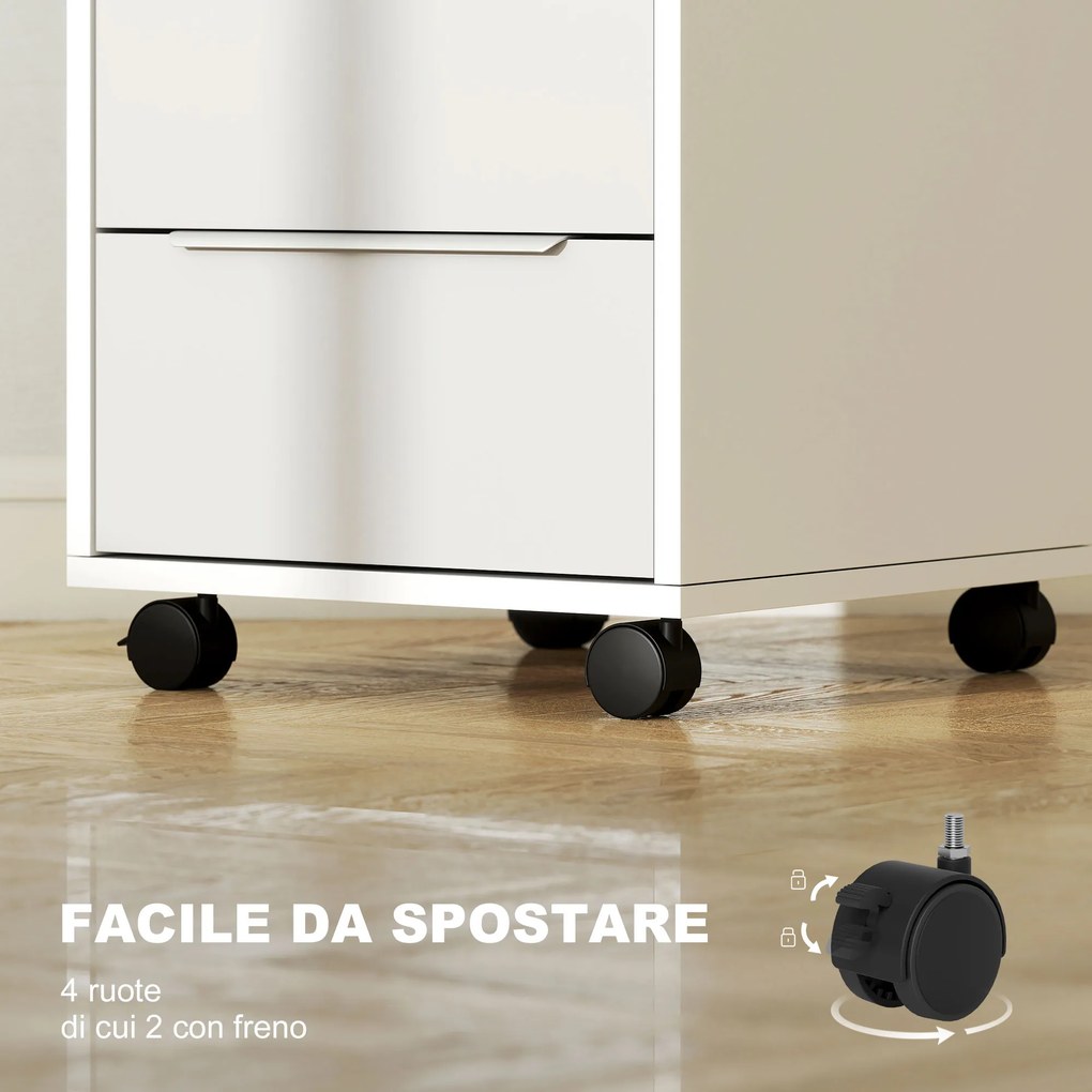 HOMCOM Dulap de Birou cu 3 Sertare cu Chei și 4 Rotile Alb și Gri | Aosom Romania