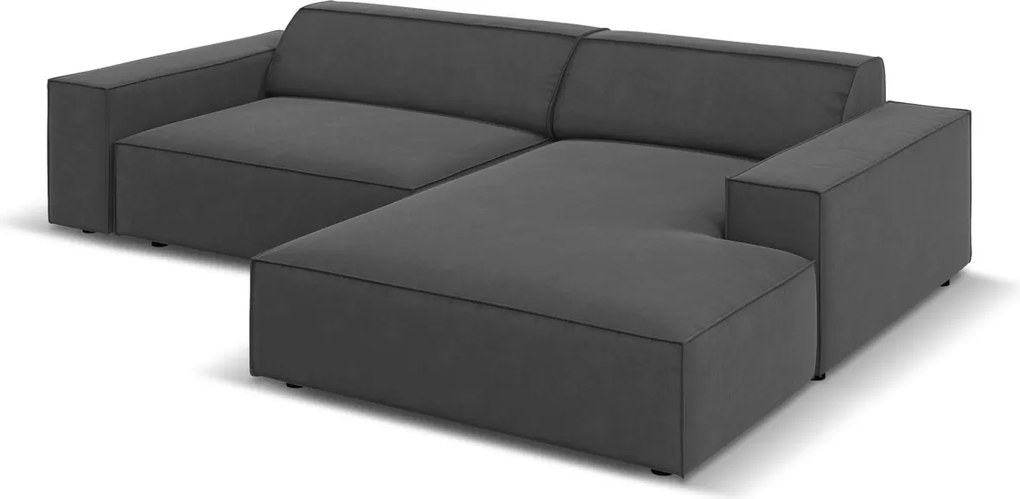 Coltar modular dreapta 3 locuri, Jodie, Micadoni Home, BL, 224x166x70 cm, catifea, gri