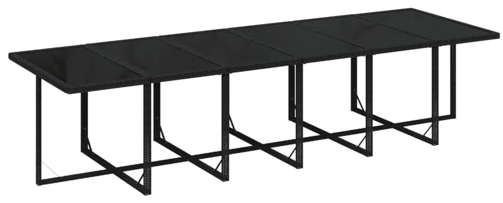 Set mobilier de gradina cu perne, 13 piese, negru, poliratan Negru si alb crem, 12x fotoliu + masa, 1