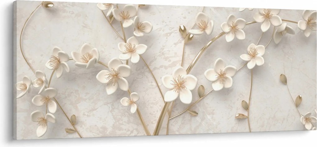Tablou - floare aurie - abstractă (120x50 cm)