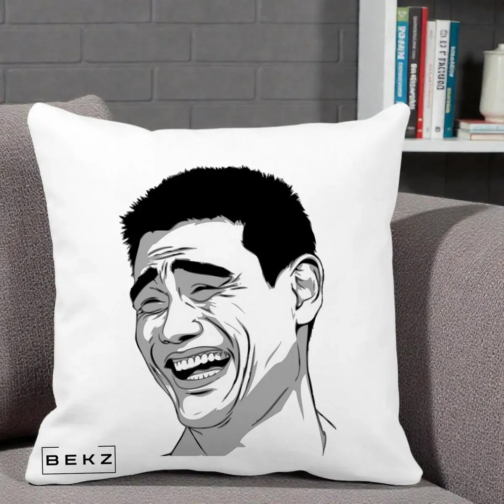 Perna Decorativa Yao Ming Meme, 40x40 cm, Alba Mata, Husa Detasabila, Perna Inclusa, BEKZ®