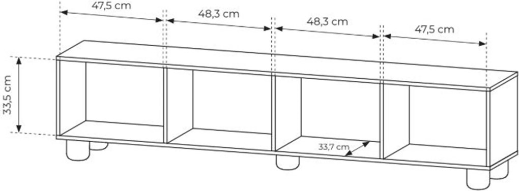 Comodă TV cu patru uși Arlo 200 cm - stejar Vicenza