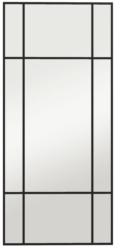 HOMCOM Oglindă de Perete Stil Fereastră Montaj Vertical Orizontal 110x50cm Negru | Aosom Romania