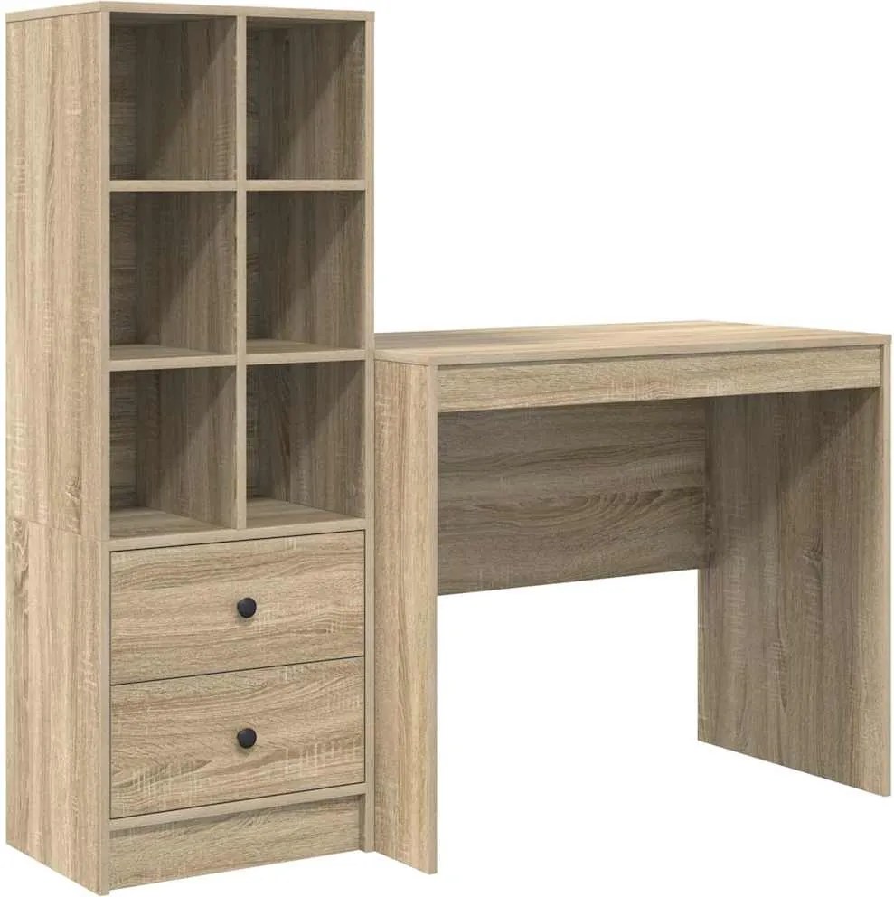 vidaXL Birou cu sertar 2 pcs Stejar Sonoma