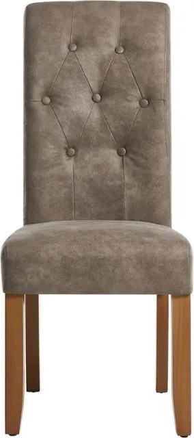Set de 2 scaune CASA din microfibra taupe si picioare din lemn