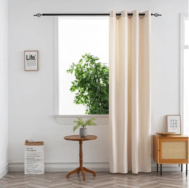 Draperie opaca DUNES VELVET 140x250 cm, crem Agatat: Inele metalice