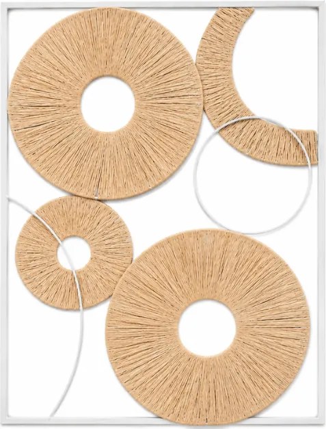 Decoratiune de perete CIRCLES metalica 48x68 cm, alb / bej