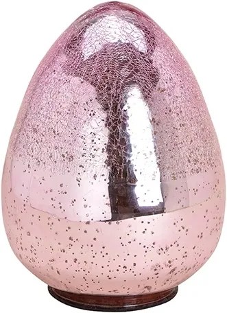 Decoratiune Ou din sticla roz 19x29 cm