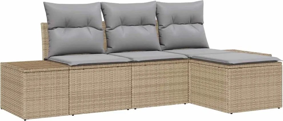 vidaXL Set de canapele pentru grădină 4 pcs Beige și gri deschis