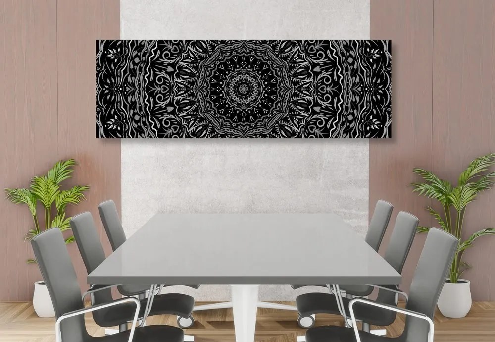 Tablou Mandala în stil vintage în design alb-negru