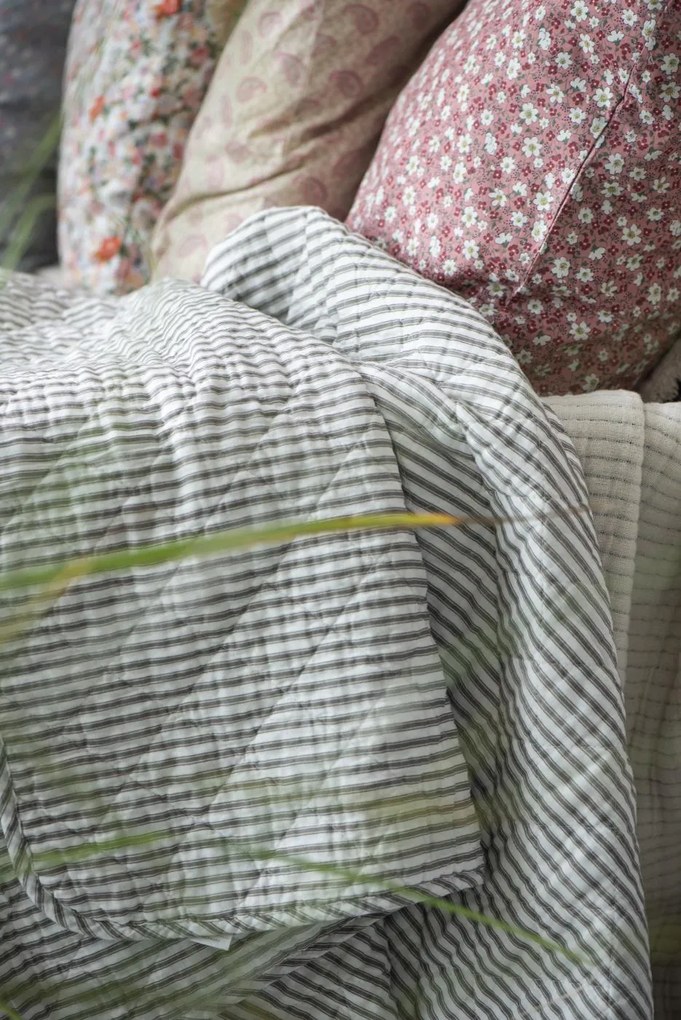 IB Laursen Patura din bumbac Culoare alb-maro, COLOURED STRIPES 180x130 cm