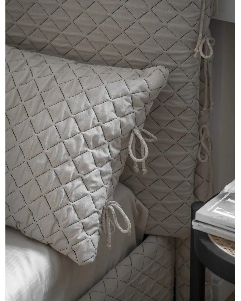 Pat bej de o persoană tapițat cu spațiu de depozitare și somieră 90x200 cm Sleepy Luna – Miuform