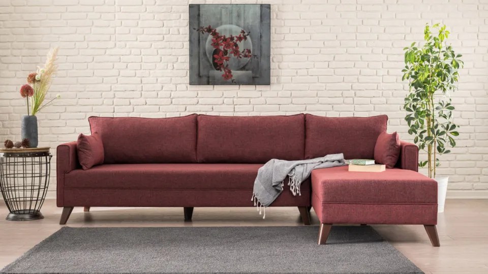 Coltar pe Dreapta, Cadru de Lemn / MDF, Bella, Bordo