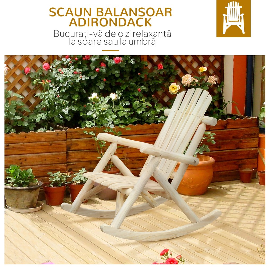 Outsunny Scaun Balansoar de Gradina stil Adirondack din Lemn 96x66x98cm | Aosom Ro