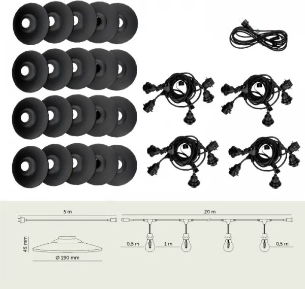 Ghirlandă decorativă pentru exterior CRETE 20xE27/230V 25m IP44