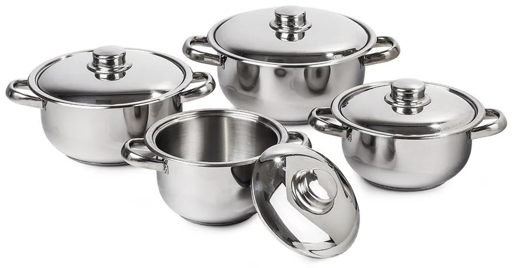 Set oale inox cu capac inox 4Home Destiny, 8 piese