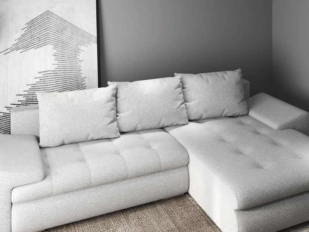 Colțar extensibil dumonde cu ladă de depozitare si sezut confortabil din spuma high-density, Leonardo Euphoria Dove 260x185 cm II