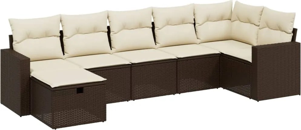 vidaXL Set canapele de grădină cu perne, 7 piese, maro, poliratan