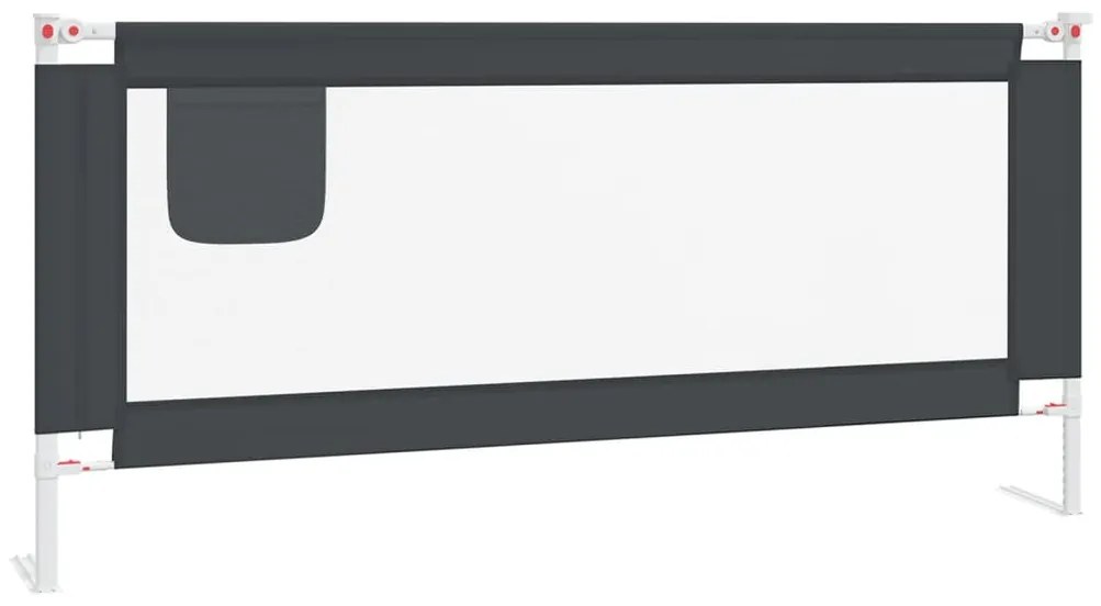 Balustrada de protectie pat copii, gri inchis, 200x25 cm textil