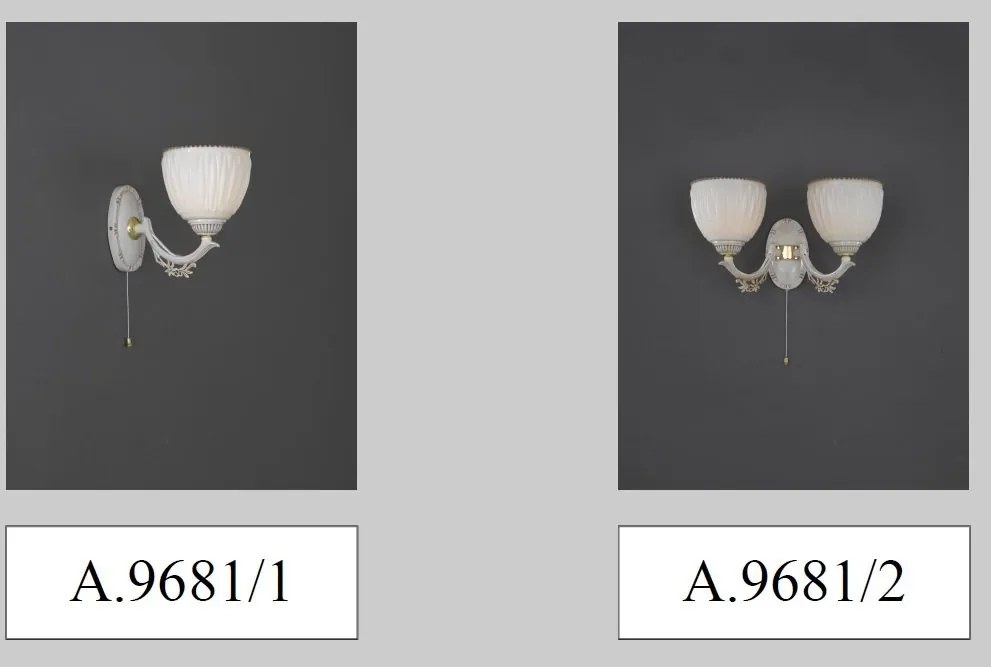 Aplica de perete cu 2 brate design italian din alama 9681