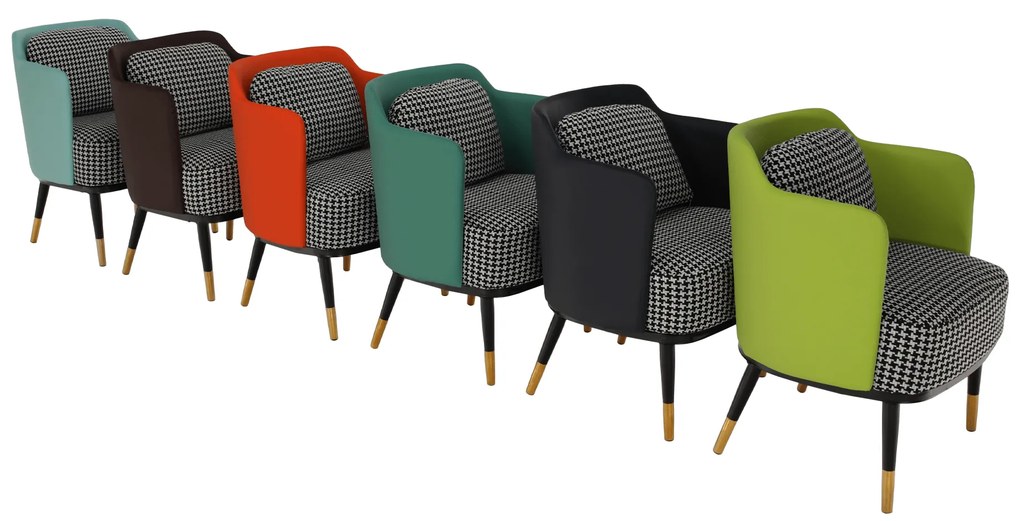 Fotoliu design, model alb-negru/ piele ecologică portocalie, EMREN