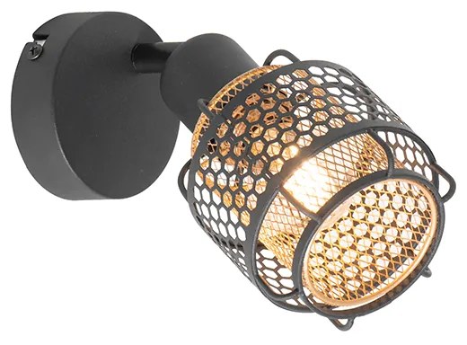 Plafoniera de design neagră cu auriu - Noud